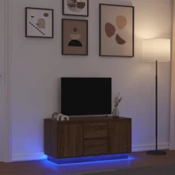 vidaXL Mueble de TV con luces LED roble marrón 100x41x50 cm Marr&oacute;n roble Sale