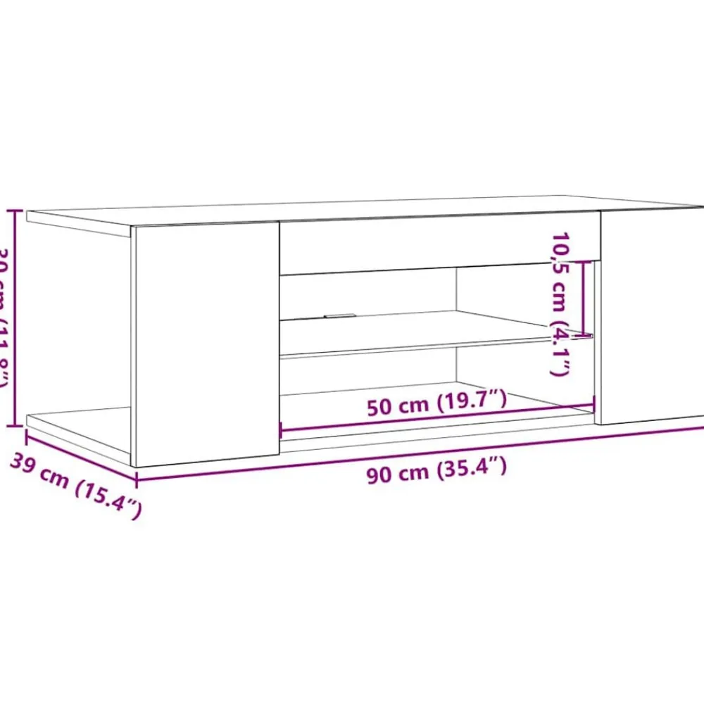 vidaXL Muebles Tv-Mueble de TV con luces LED 90x39x30 cm