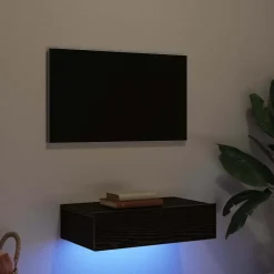 vidaXL Mueble de TV con luces LED 60x35x15,5 cm Roble negro Online