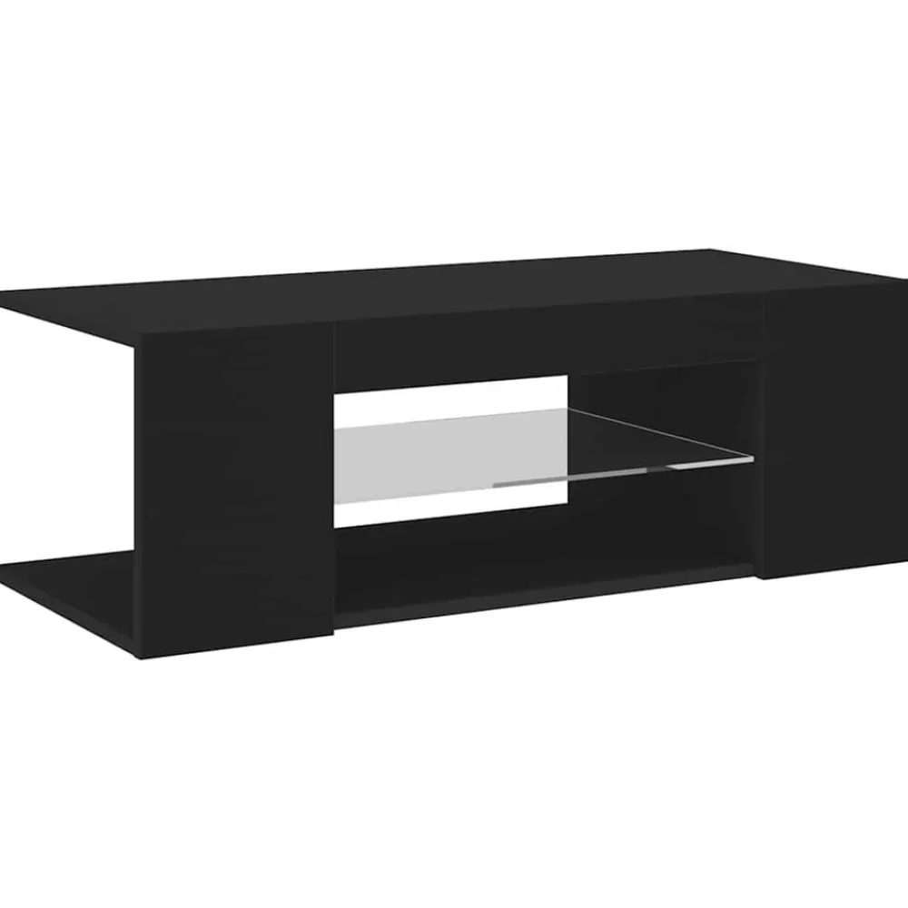 vidaXL Mueble de TV con luces LED 90x39x30 cm Negro Clearance