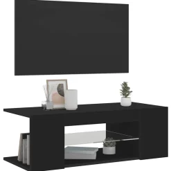 vidaXL Mueble de TV con luces LED 90x39x30 cm Negro Clearance