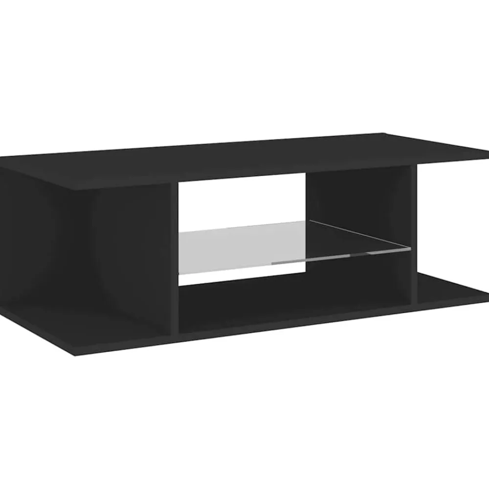 vidaXL Mueble de TV con luces LED 90x39x30 cm Negro Clearance