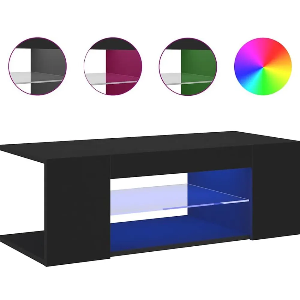 vidaXL Mueble de TV con luces LED 90x39x30 cm Negro Clearance