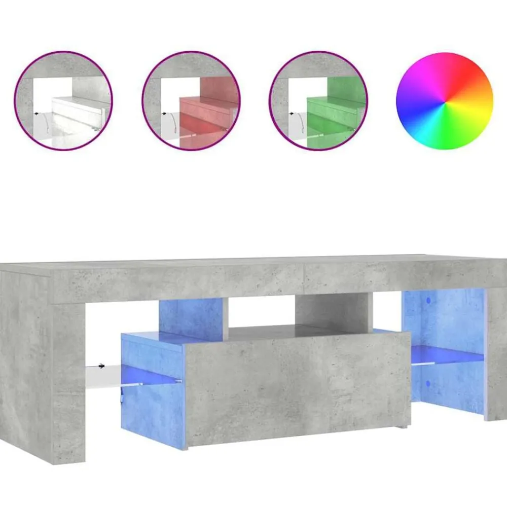 vidaXL Mueble de TV con luces LED gris hormigón 120x35x40 cm Gris hormigón Sale