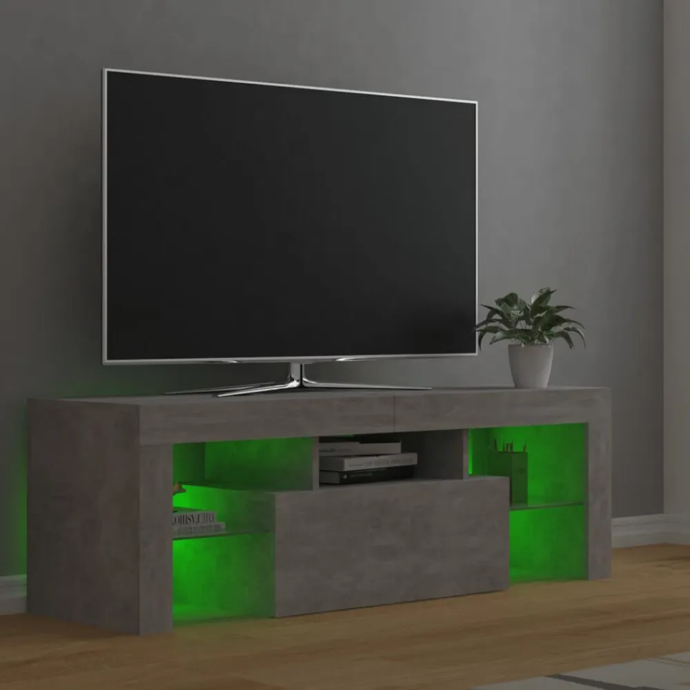 vidaXL Mueble de TV con luces LED gris hormigón 120x35x40 cm Gris hormigón Sale