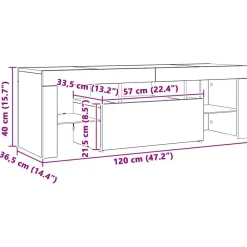 vidaXL Mueble de TV con luces LED gris hormigón 120x35x40 cm Gris hormigón Sale