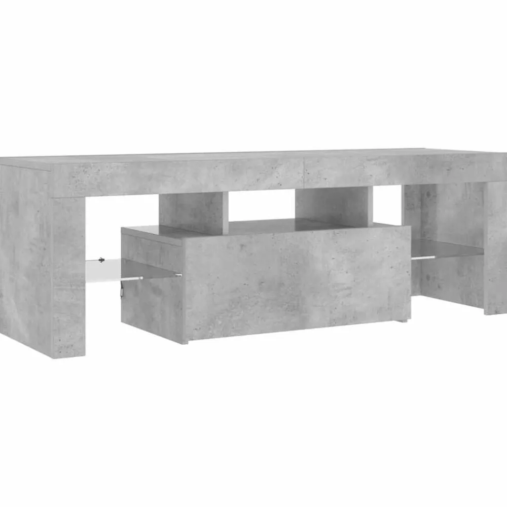 vidaXL Mueble de TV con luces LED gris hormigón 120x35x40 cm Gris hormigón Sale