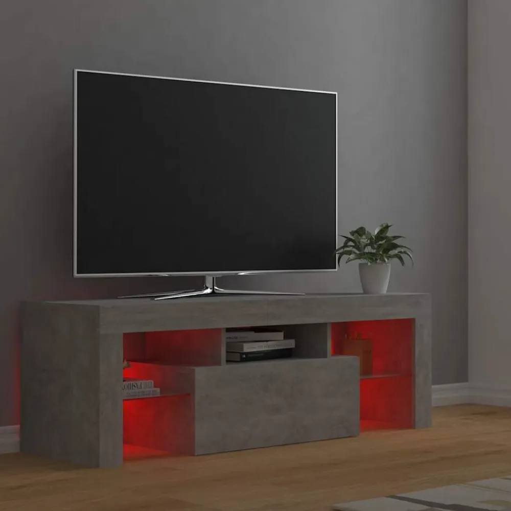 vidaXL Mueble de TV con luces LED gris hormigón 120x35x40 cm Gris hormigón Sale