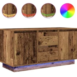 vidaXL Muebles Tv-Mueble de TV con luces LED madera vieja 100x41x50 cm