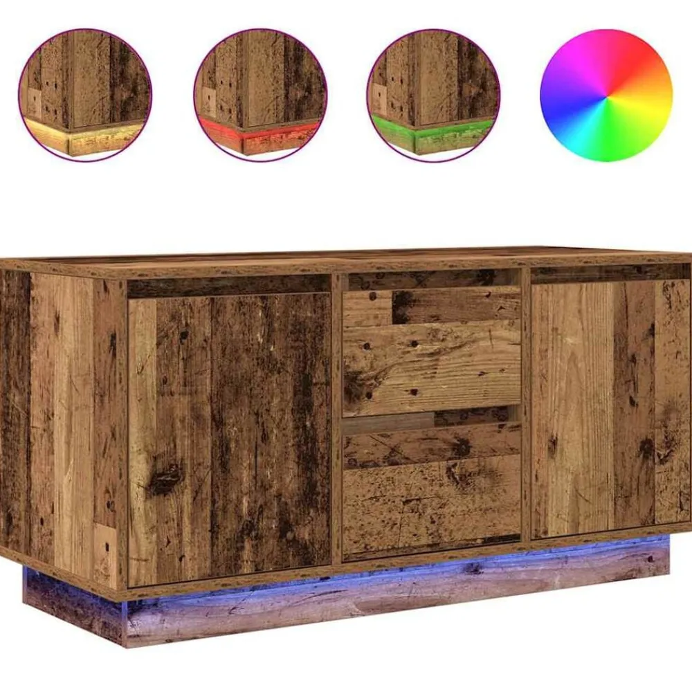 vidaXL Muebles Tv-Mueble de TV con luces LED madera vieja 100x41x50 cm