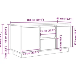 vidaXL Muebles Tv-Mueble de TV con luces LED madera vieja 100x41x50 cm