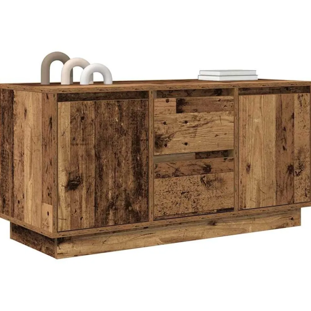 vidaXL Muebles Tv-Mueble de TV con luces LED madera vieja 100x41x50 cm