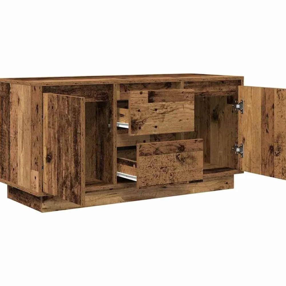 vidaXL Muebles Tv-Mueble de TV con luces LED madera vieja 100x41x50 cm