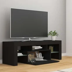 vidaXL Mueble de TV con luces LED 120x35x40 cm Negro Clearance