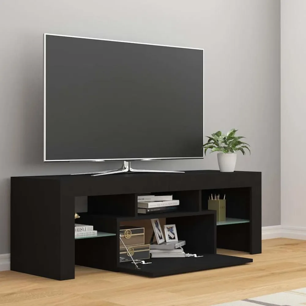 vidaXL Mueble de TV con luces LED 120x35x40 cm Negro Clearance