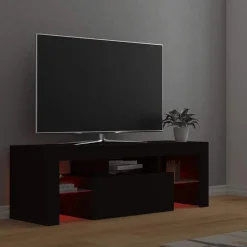 vidaXL Mueble de TV con luces LED 120x35x40 cm Negro Clearance