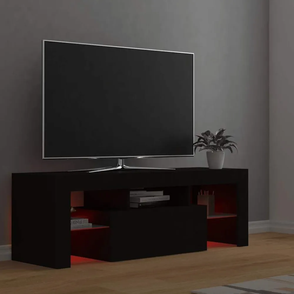 vidaXL Mueble de TV con luces LED 120x35x40 cm Negro Clearance