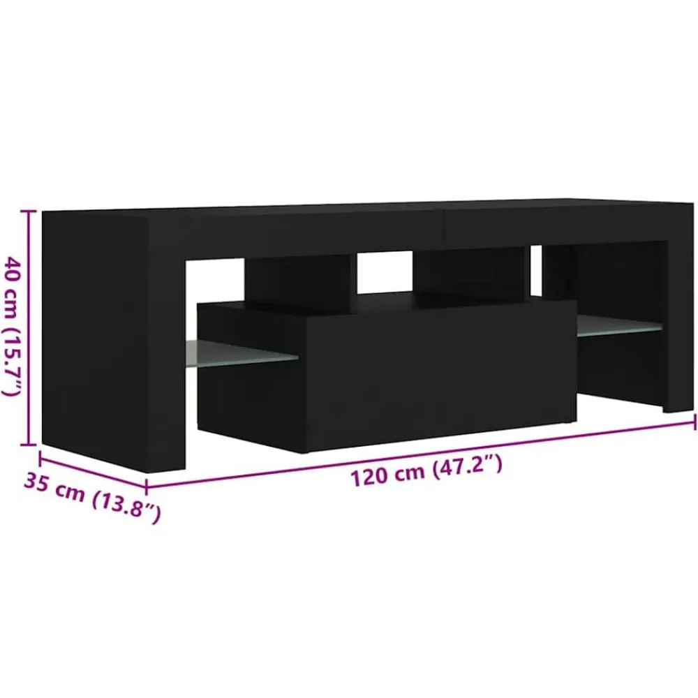 vidaXL Mueble de TV con luces LED 120x35x40 cm Negro Clearance