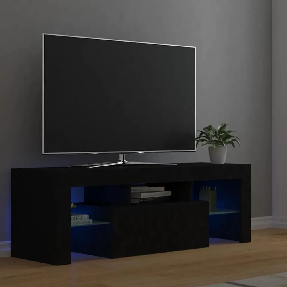 vidaXL Mueble de TV con luces LED 120x35x40 cm Negro Clearance