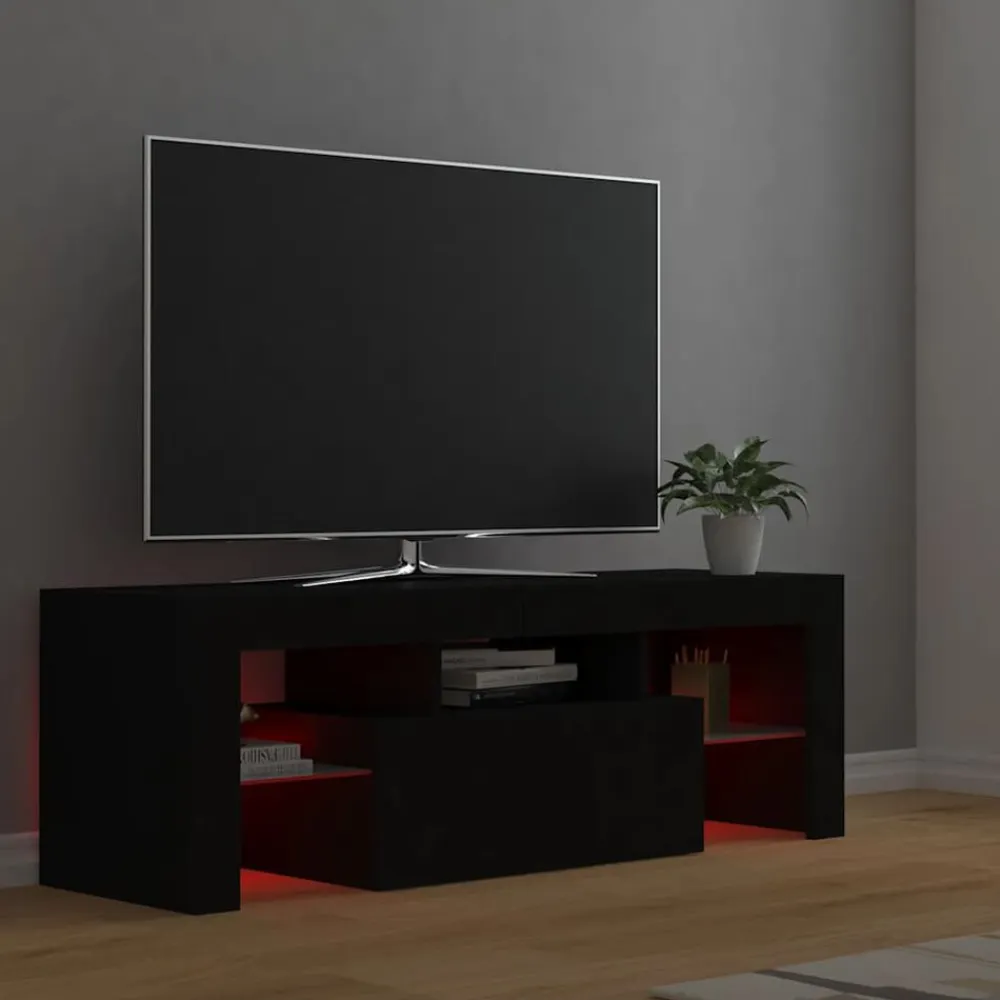 vidaXL Mueble de TV con luces LED 120x35x40 cm Negro Clearance