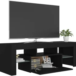 vidaXL Mueble de TV con luces LED 120x35x40 cm Negro Clearance
