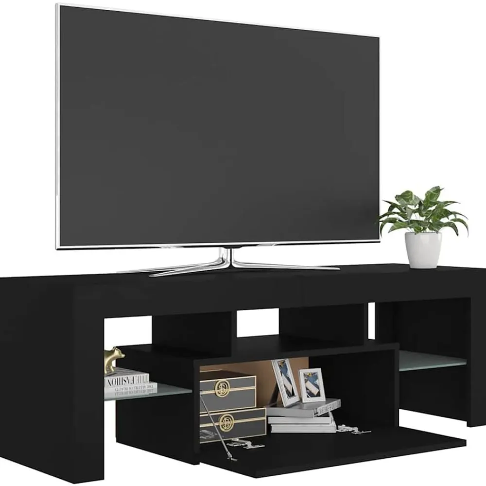 vidaXL Mueble de TV con luces LED 120x35x40 cm Negro Clearance