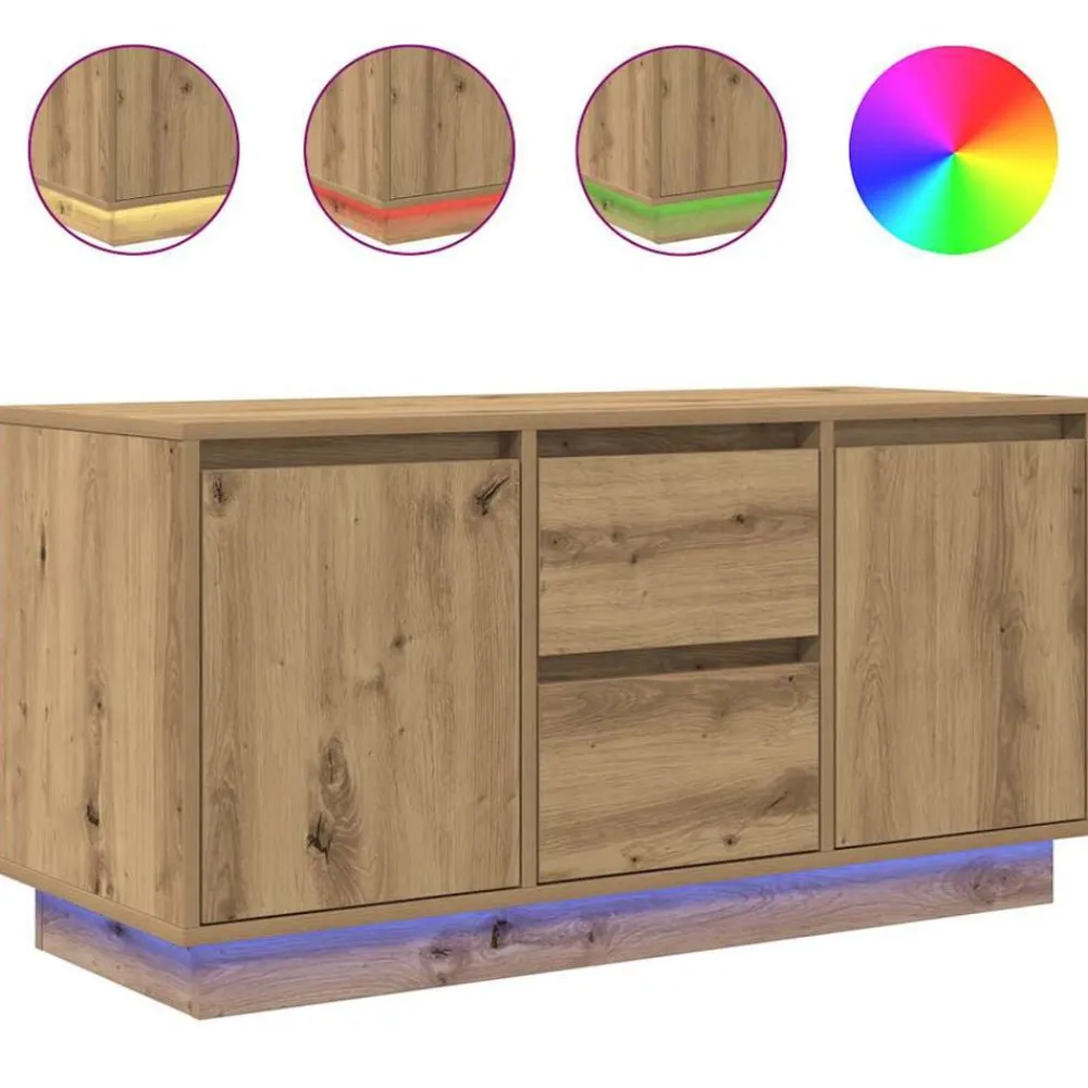 vidaXL Mueble de TV con luces LED roble artesanal 100x41x50 cm Roble artisan