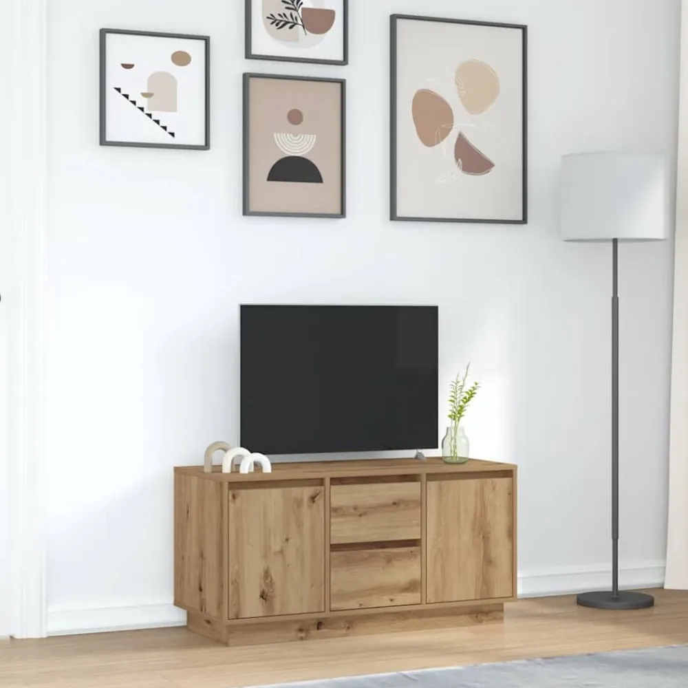 vidaXL Mueble de TV con luces LED roble artesanal 100x41x50 cm Roble artisan