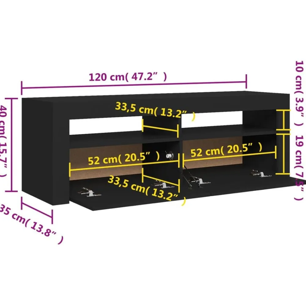vidaXL Muebles Tv-Mueble de TV con luces LED 120x35x40 cm