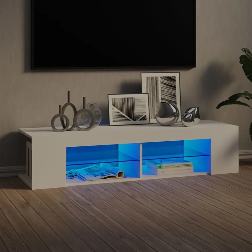 vidaXL Mueble de TV con luces LED 135x39x30 cm Blanco Hot