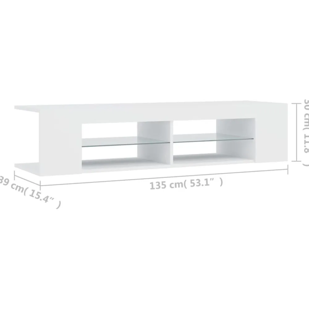 vidaXL Mueble de TV con luces LED 135x39x30 cm Blanco Hot