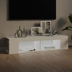vidaXL Mueble de TV con luces LED 135x39x30 cm Blanco Hot