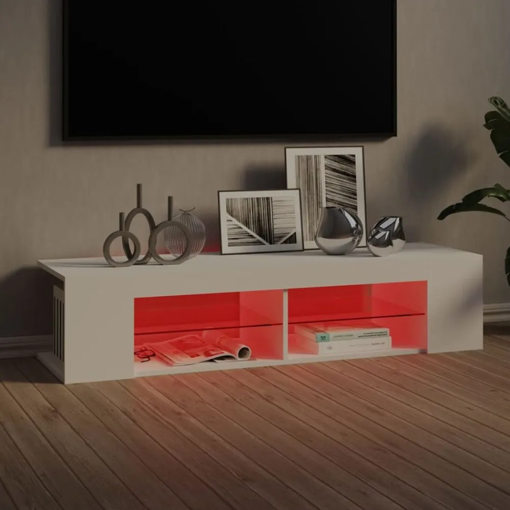 vidaXL Mueble de TV con luces LED 135x39x30 cm Blanco Hot