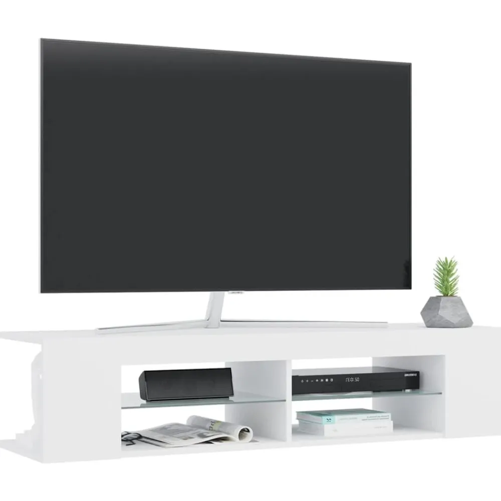 vidaXL Mueble de TV con luces LED 135x39x30 cm Blanco Hot