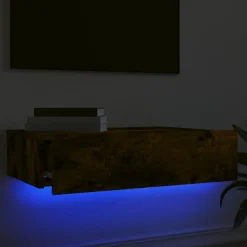vidaXL Mueble de TV con luces LED 60x35x15,5 cm Roble ahumado Best