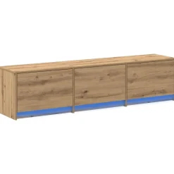 vidaXL Muebles Tv-Mueble de TV con LED con cajón Roble artesanal 165 x 34 x 40 cm
