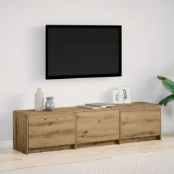 vidaXL Muebles Tv-Mueble de TV con LED con cajón Roble artesanal 165 x 34 x 40 cm