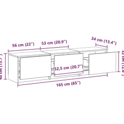 vidaXL Muebles Tv-Mueble de TV con LED con cajón Roble artesanal 165 x 34 x 40 cm
