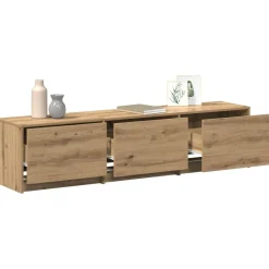 vidaXL Muebles Tv-Mueble de TV con LED con cajón Roble artesanal 165 x 34 x 40 cm