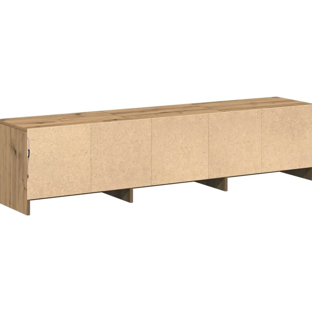 vidaXL Muebles Tv-Mueble de TV con LED con cajón Roble artesanal 165 x 34 x 40 cm