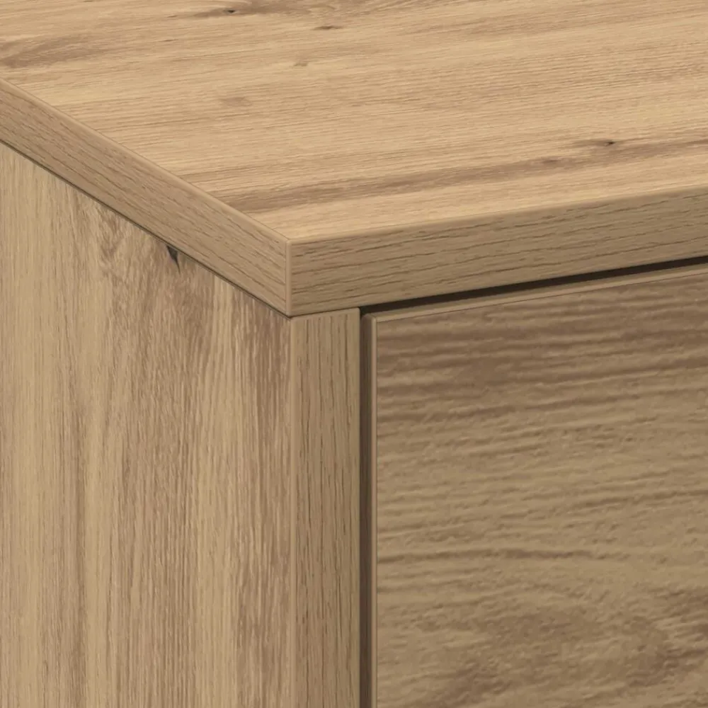 vidaXL Muebles Tv-Mueble de TV con LED con cajón Roble artesanal 165 x 34 x 40 cm