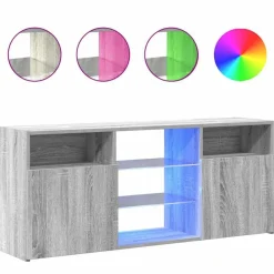vidaXL Mueble de TV con luces LED 120x30x50 cm Gris sonoma