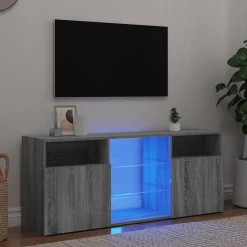 vidaXL Mueble de TV con luces LED 120x30x50 cm Gris sonoma