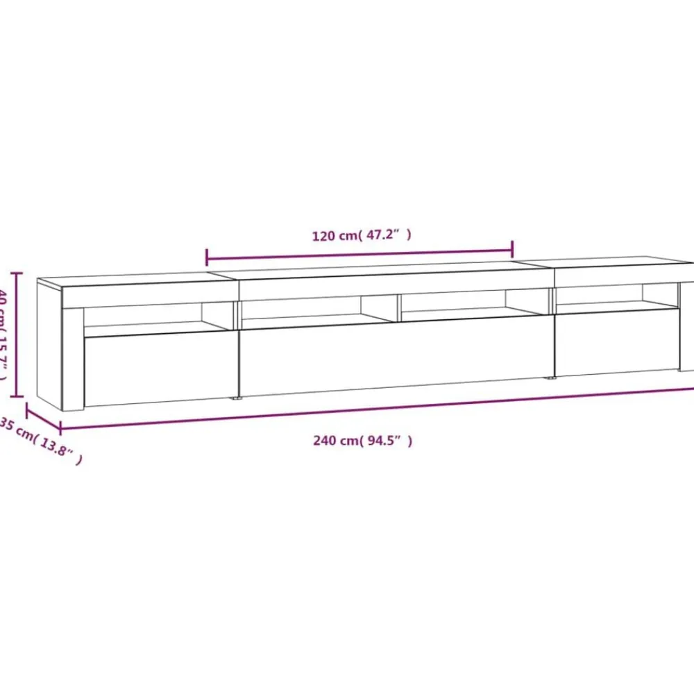 vidaXL Muebles Tv-Mueble de TV con luces LED 240x35x40 cm