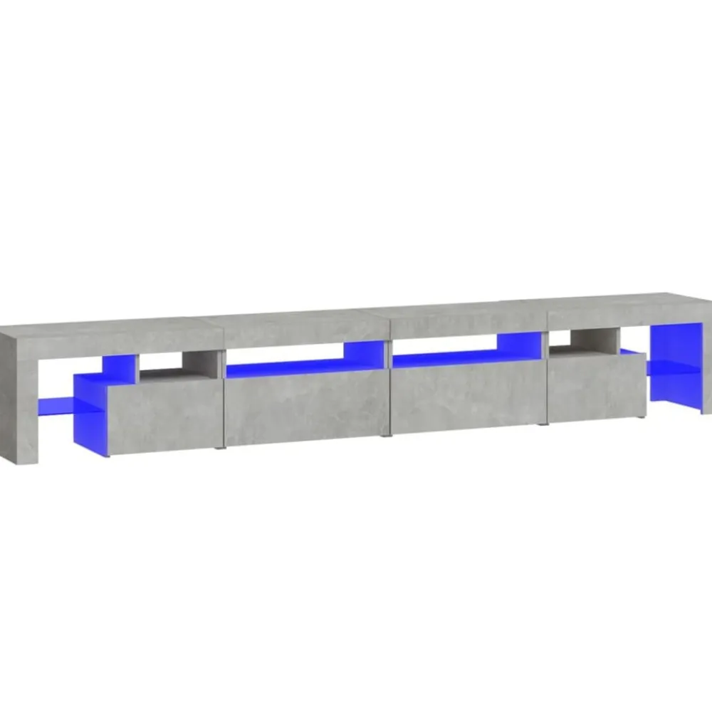 vidaXL Mueble de TV con luces LED gris hormigón 260x36,5x40 cm Gris hormigón Discount