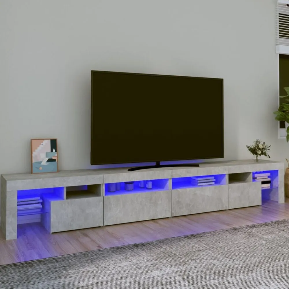vidaXL Mueble de TV con luces LED gris hormigón 260x36,5x40 cm Gris hormigón Discount