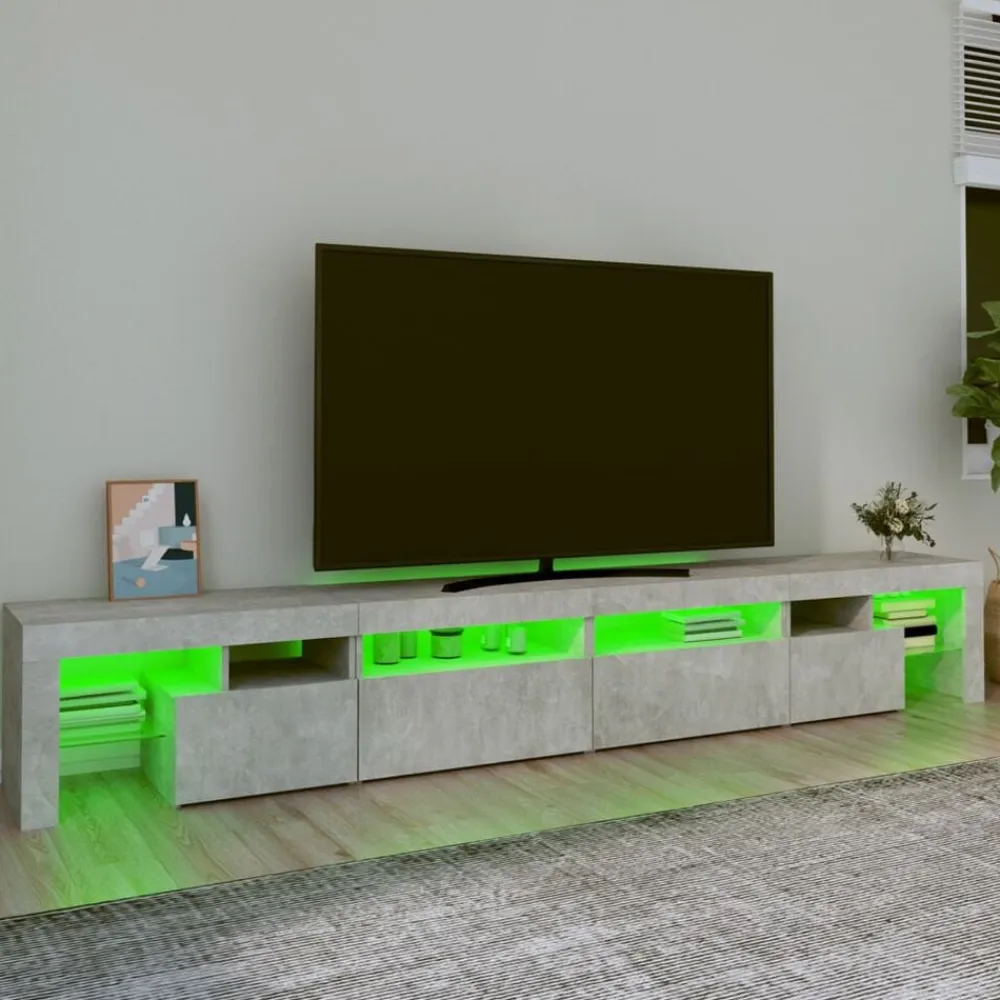 vidaXL Mueble de TV con luces LED gris hormigón 260x36,5x40 cm Gris hormigón Discount