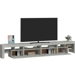 vidaXL Mueble de TV con luces LED gris hormigón 260x36,5x40 cm Gris hormigón Discount