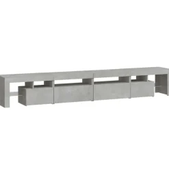 vidaXL Mueble de TV con luces LED gris hormigón 260x36,5x40 cm Gris hormigón Discount