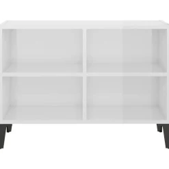 vidaXL Mueble de TV con patas de metal 69,5x30x50 cm Blanco brillante Best